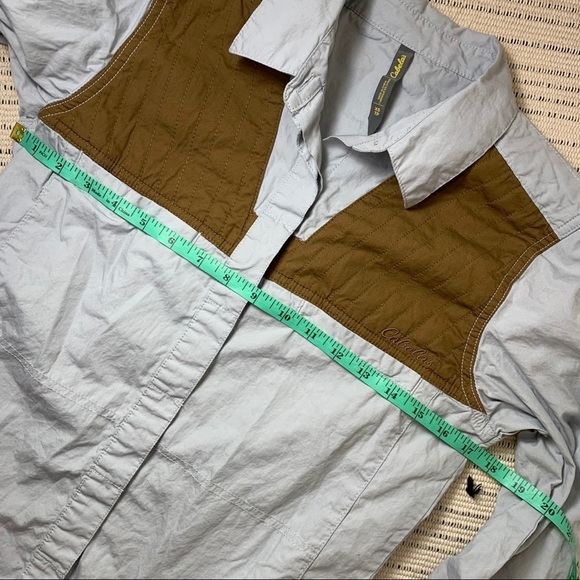 Cabela's Blue and Quilted Brown Button Down Blouse - Picture 3 of 8